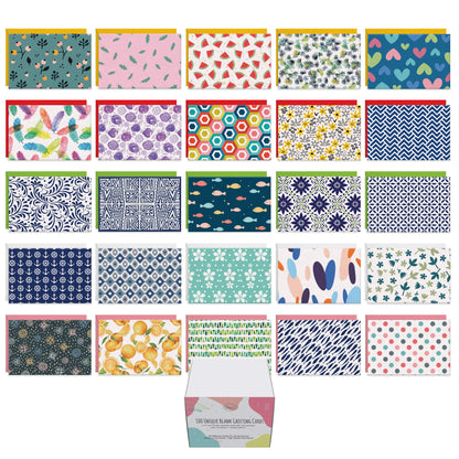 Dessie 100 Unique Blank Cards With Envelopes 4x6 - All Occasion Blank Greeting Cards w/Colored Envelopes & Gold Seals. No Repetition. Note Cards with Envelopes Set