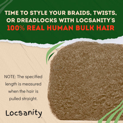 Locsanity Afro Kinky 100% Bulk Natural Human Hair - Braiding Hair for Dreadlocks, Loc Repair, Dreadlock Extensions, Twists, Braids - 8 Inches Long, 1 Oz
