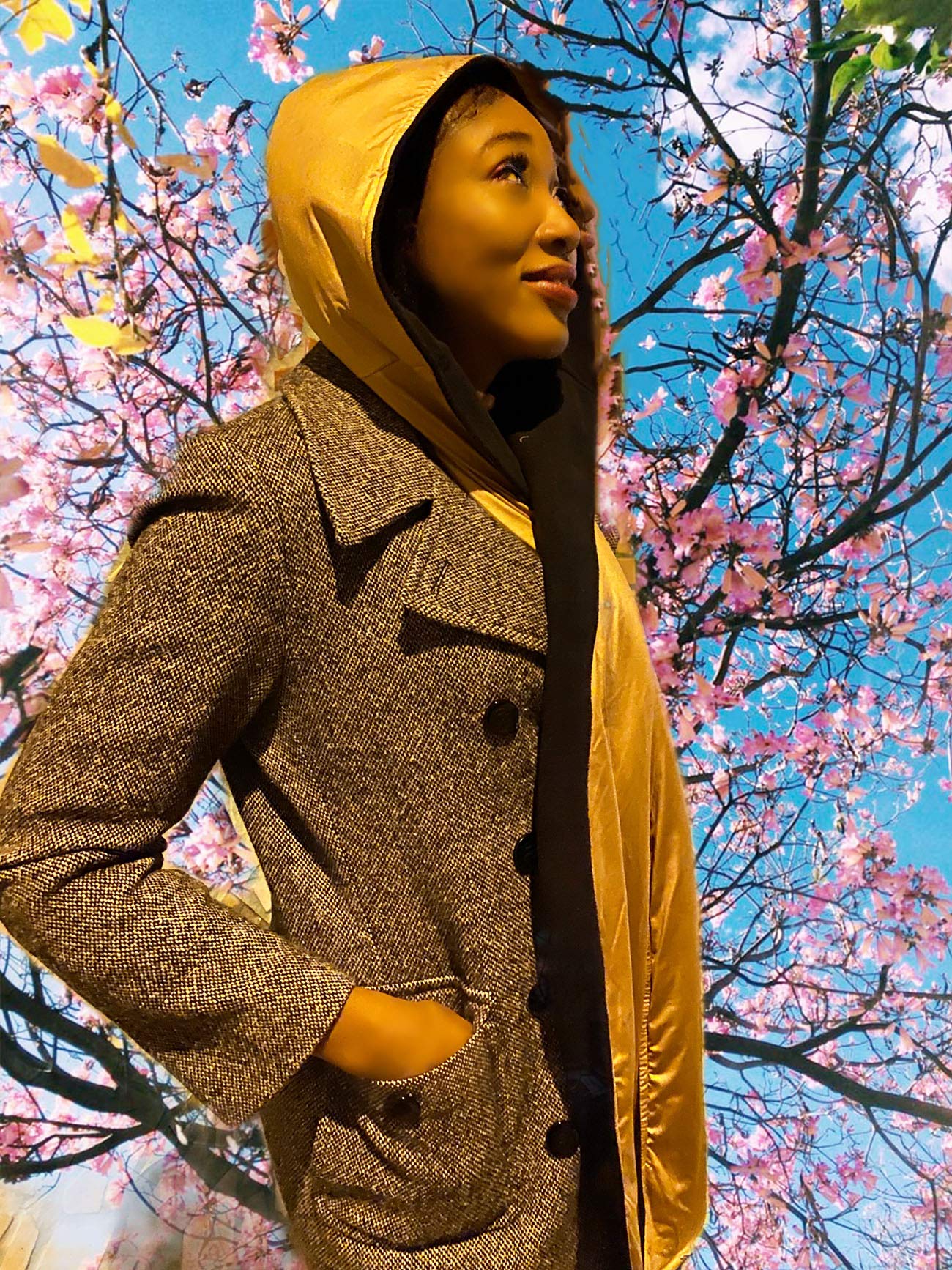 Reversible Hooded Scarf - Satin Bronze