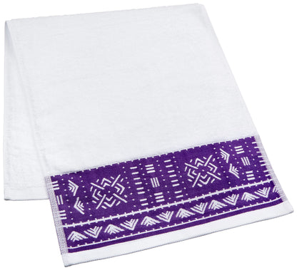 Eclipse Home OBI-Royal Purple Bathroom Towel Set - Pure Cotton Bath Towels - Soft, Fluffy Super Absorbent Cloths for Shower, Beach - African Mud Cloth Patterned - Set of 3 Luxury Bathroom Towels