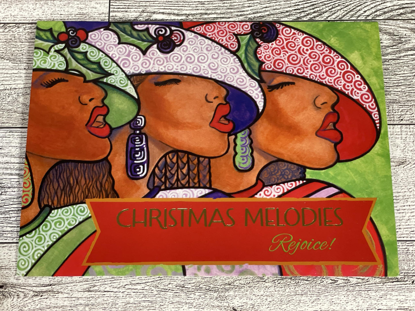 Shades of Color Christmas Melodies African American Christmas Cards 5 x 6.75 inches, 15 Cards and Envelopes (X23-179)