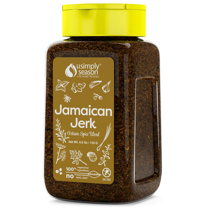 USimplySeason Jamaican Jerk Seasoning (4.8 oz) - Vibrant Caribbean Blend for Grilling, Marinades, & Rubs - No Salt, Vegan, Non-GMO, Made in USA