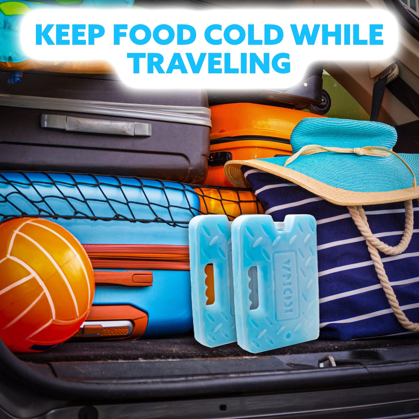 Kona Blue Ice Large Ice Packs for Coolers - Long Lasting Design - Refreezable Reusable Cooler Ice Pack (2)