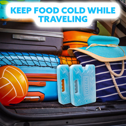 Kona (Set of 4) Blue Large & Small Ice Packs - (4 lb) Large Blue Ice Packs & (2 lb) Small Blue Ice Packs - Refreezable & Reusable for Coolers - Perfect for The Beach, Camping Trips, and Sports Events