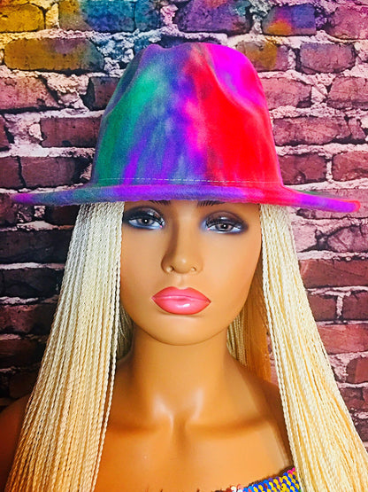 2Chique Boutique Women's Multicolor Tie Dye Retro Panama Style Fedora