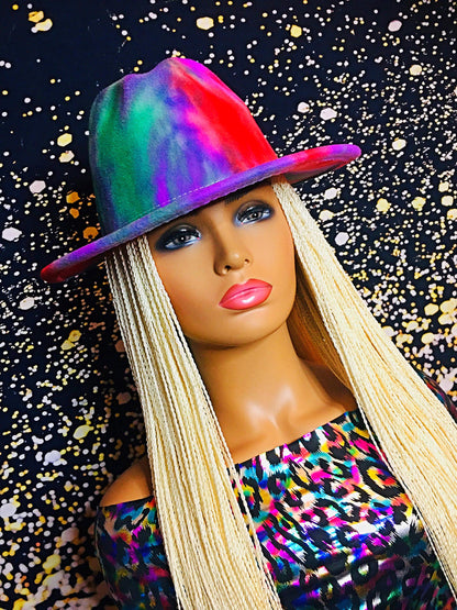 2Chique Boutique Women's Multicolor Tie Dye Retro Panama Style Fedora