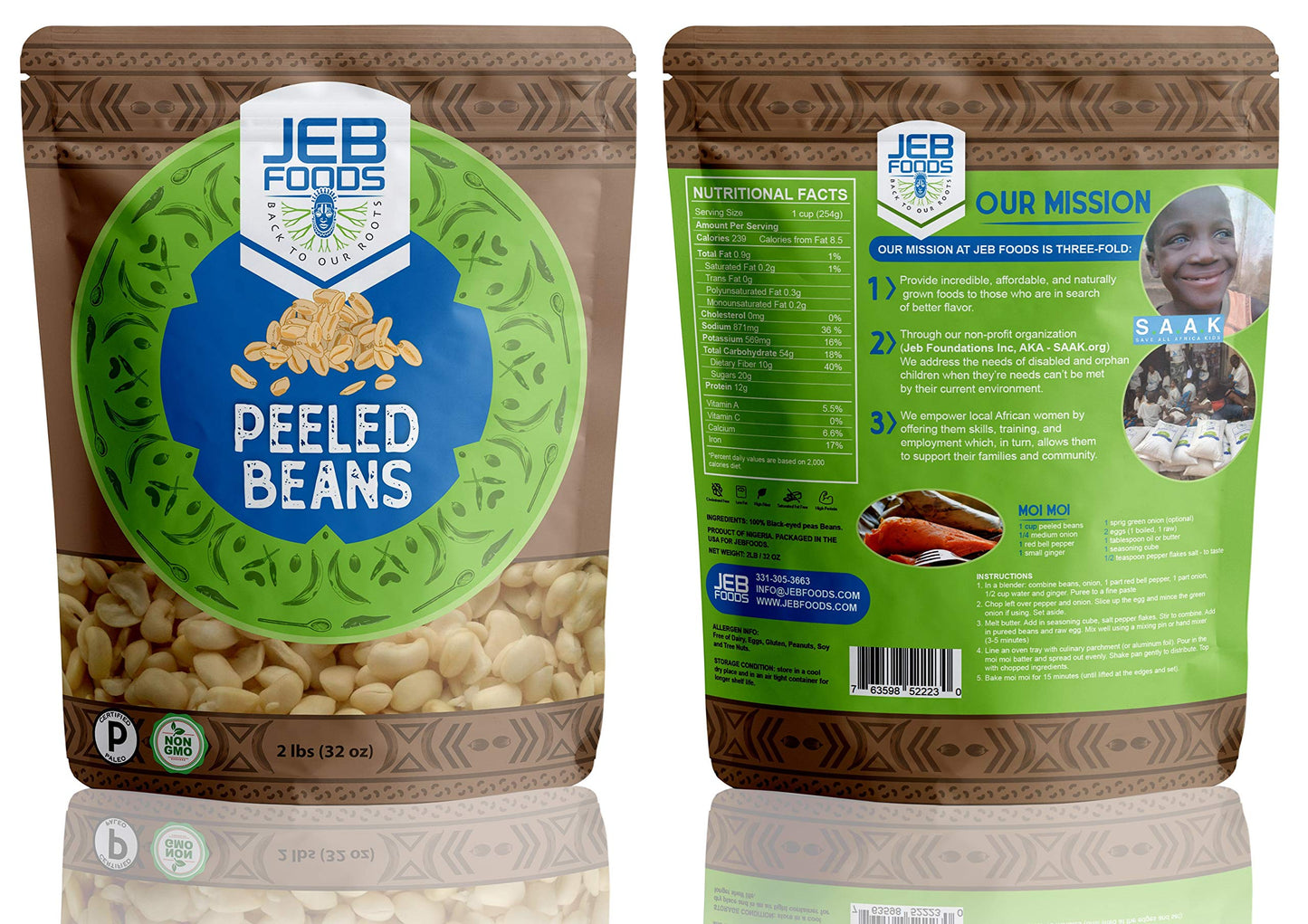 JEB FOODS Peeled Beans – Nigerian Akara & Moi Moi, gluten-free, non-GMO, Nut-free, 100% naturally grown.4lbs Bag