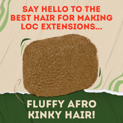 Locsanity Afro Kinky 100% Bulk Natural Human Hair - Braiding Hair for Dreadlocks, Loc Repair, Dreadlock Extensions, Twists, Braids - 8 Inches Long, 1 Oz 28 - Copper