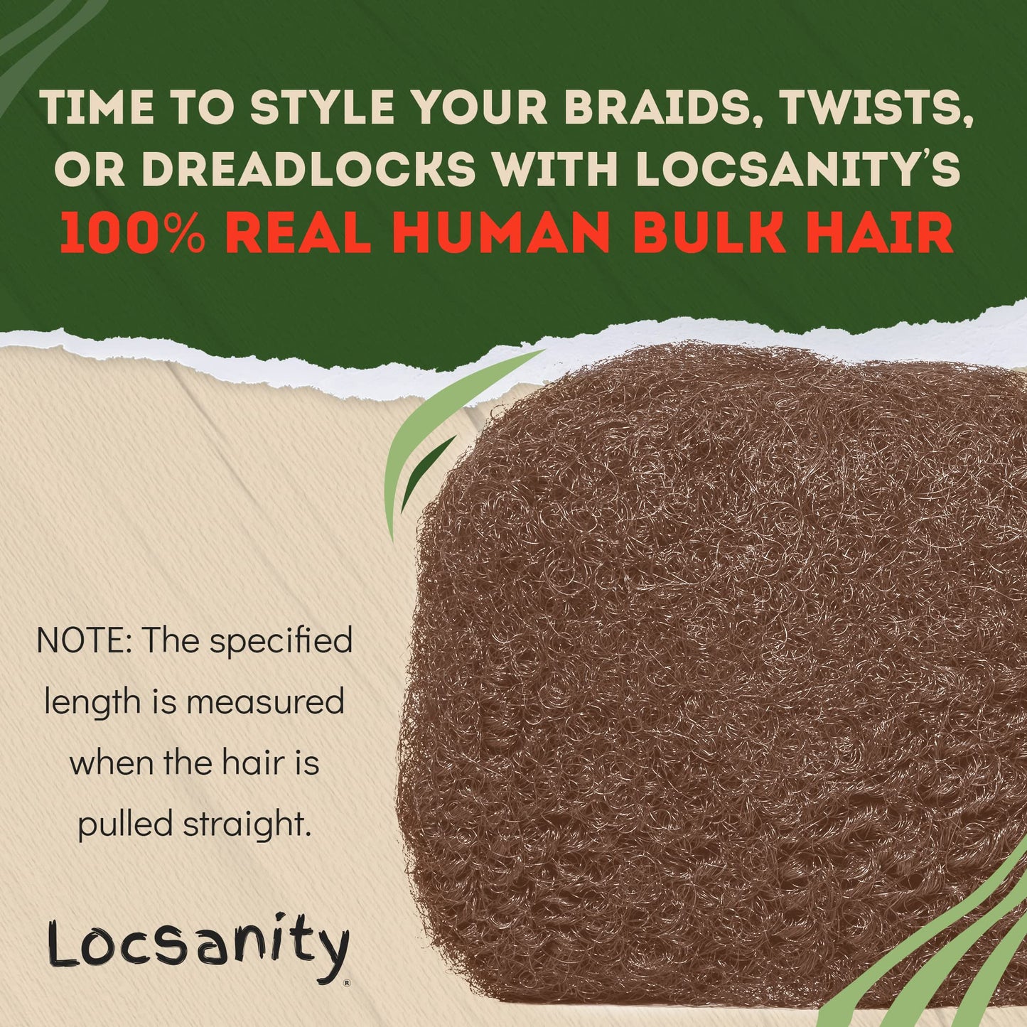 Locsanity Afro Kinky 100% Bulk Natural Human Hair - Braiding Hair for Dreadlocks, Loc Repair, Dreadlock Extensions, Twists, Braids - 8 Inches Long, 1 Oz 30 - Medium Auburn