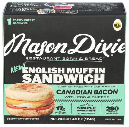 MASON DIXIE BISCUIT CO English Muffin Sandwich with Canadian Bacon, Egg & Cheese, 4.3 OZ