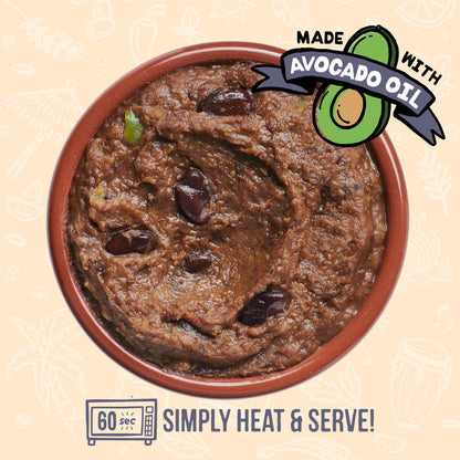 A Dozen Cousins Seasoned Beans, Vegan and Non-GMO Meals Ready to Eat Made with Avocado Oil (Refried Black Beans, 8 Pack)