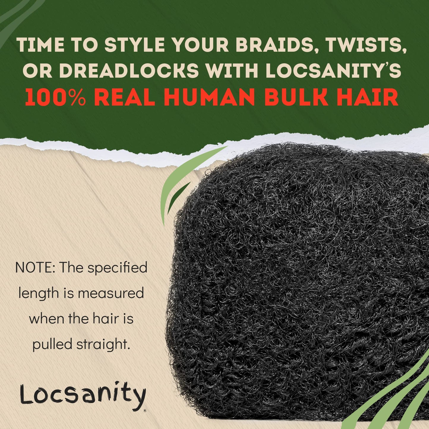 Locsanity Afro Kinky 100% Bulk Natural Human Hair - Braiding Hair for Dreadlocks, Loc Repair, Dreadlock Extensions, Twists, Braids - 8 Inches Long, 1 Oz - #1