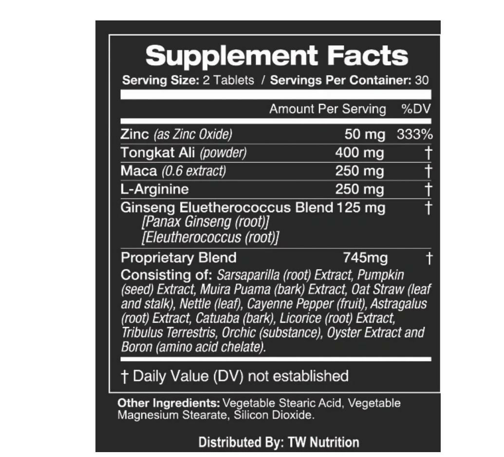 TW Nutrition Male Enhancement Booster & Thicker Last Longer Stronger Bigger 60ct