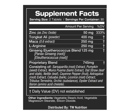 TW Nutrition Male Enhancement Booster & Thicker Last Longer Stronger Bigger 60ct