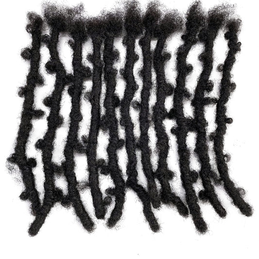 Locsanity Afro Kinky 100% Human Hair Handmade Butterfly Locs - 10" - .8cm Pencil Width Natural Undyed Black Dreadlocks, Crochet Hair Extensions (16", 25 Locs)