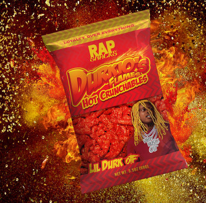 Rap Snacks Lil Durk Durkio's Flames Hot Crunchables 3.5 Oz Bags-Pack of 6 21 Ounce