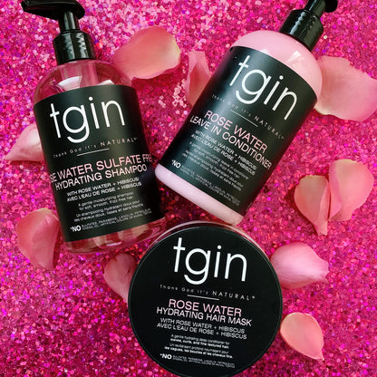 Thank God It's Natural tgin Rose Water Sulfate-Free Hydrating Shampoo for Curly, Coily and Wavy Hair, with Rose Water and Acai Berry, Moisturizes Low Porosity Hair, 13 oz