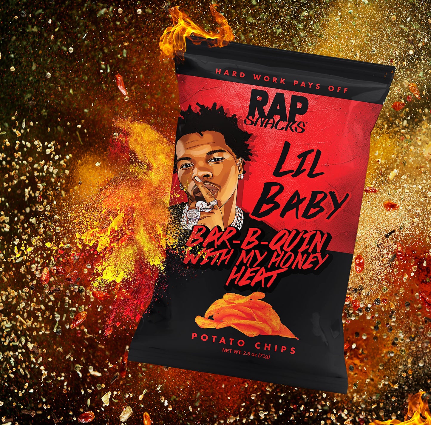 Rap Snacks Master P, Lil Baby, and Nicki Minaj, Honey BBQ, BBQ Honey Heat, Cheddar BBQ, and Honey BBQ Truffle Chips Variety - Pack of 12