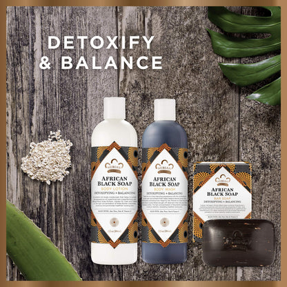 Nubian Heritage Bath and Body Kit Skin Care Products African Black Soap Cleansing and Soothing Pack of 3