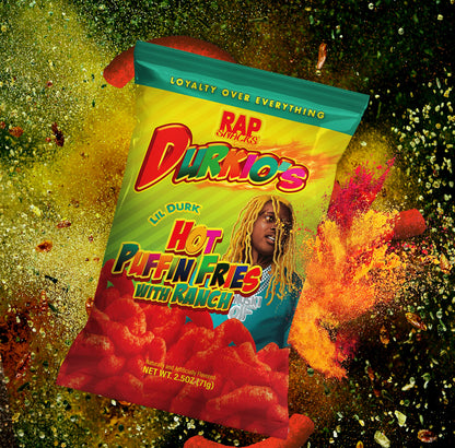 Rap Snacks Lil Durk Durkio's Hot Puffin Fries with Ranch 2.5 Oz Bags - Pack of 6