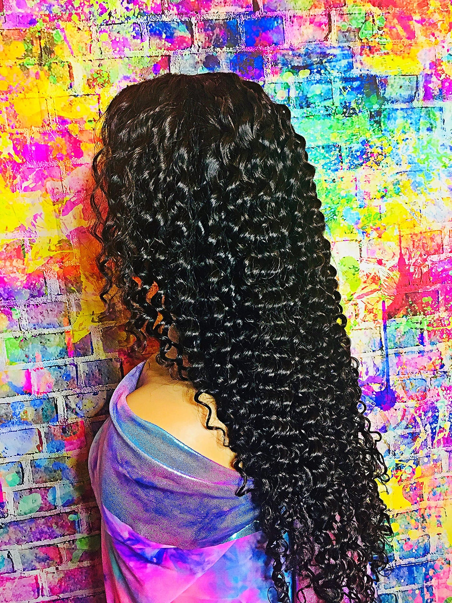 2Chique Boutique Human Hair Wig 13x4 Transparent Lace Wig Natural Color 1B Deep Wave 20 inches 180% Density