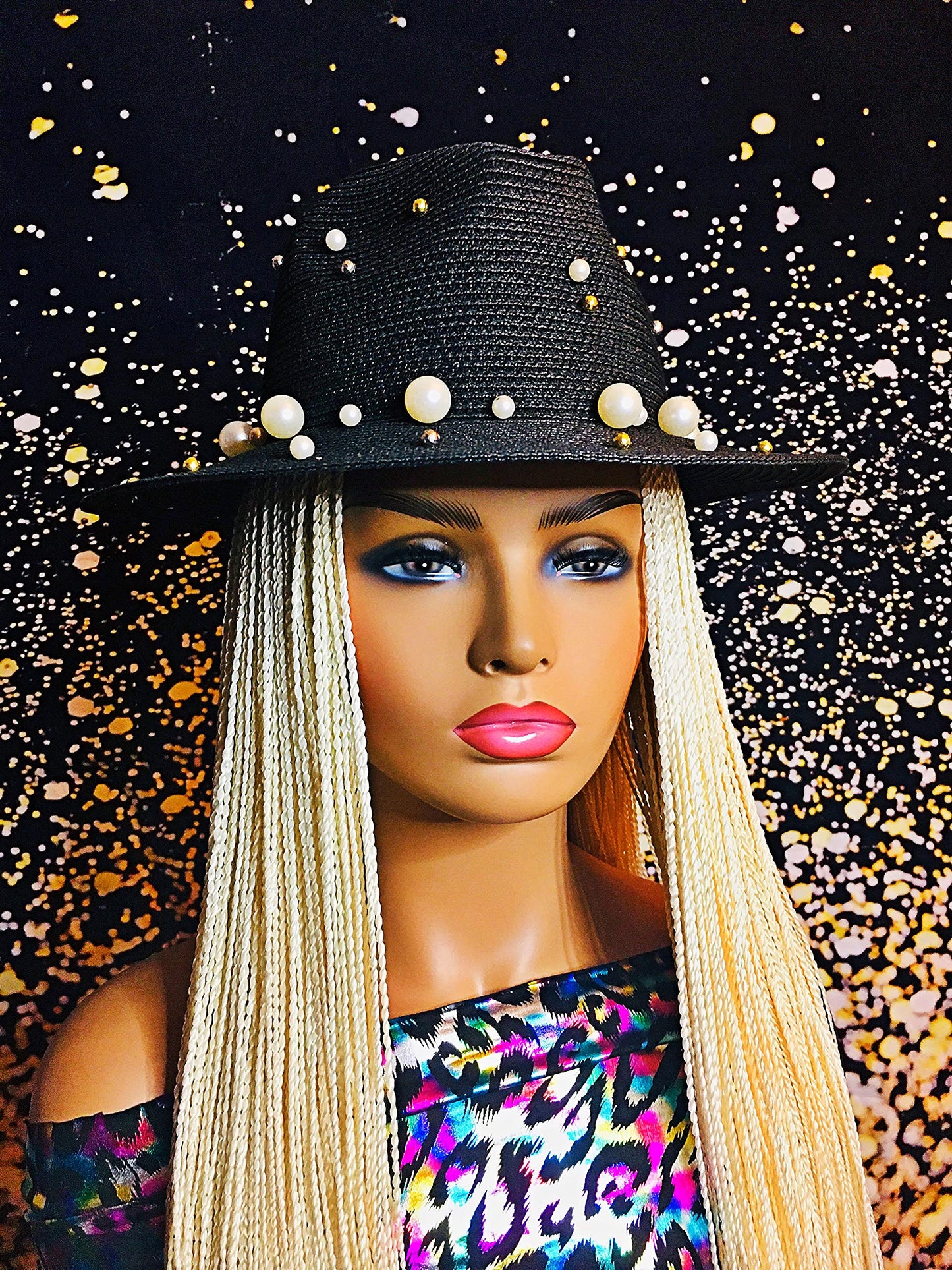 2Chique Boutique Women's Pearl Studded Straw Fedora Hat