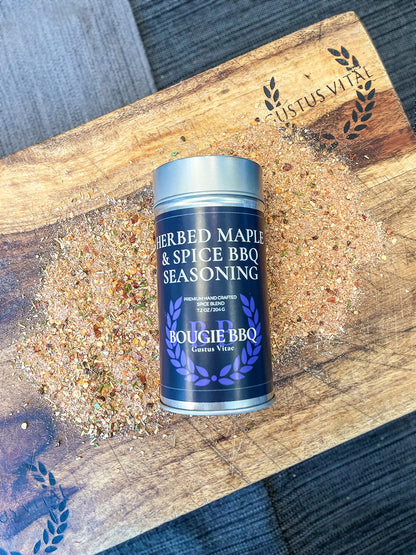 Herbed Maple & Spice BBQ Seasoning| Gourmet Seasoning, Artisanal Spice Blend | All Natural, Non GMO | Hand Crafted in Small Batches in USA | No MSG or Artificial Ingredients | GLP-1 Friendly | Sustainably Sourced, Ultra Premium Seasoning | Bougie BBQ | Gu