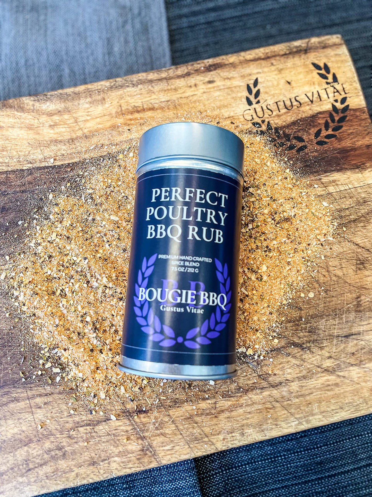 Perfect Poultry BBQ Rub | Gourmet Seasoning | Artisanal Spice Blend | 7.5 oz (212g) | All Natural | Non GMO | Small Batch | No MSG or Artificial Ingredients | Bougie BBQ | Gustus Vitae | #806