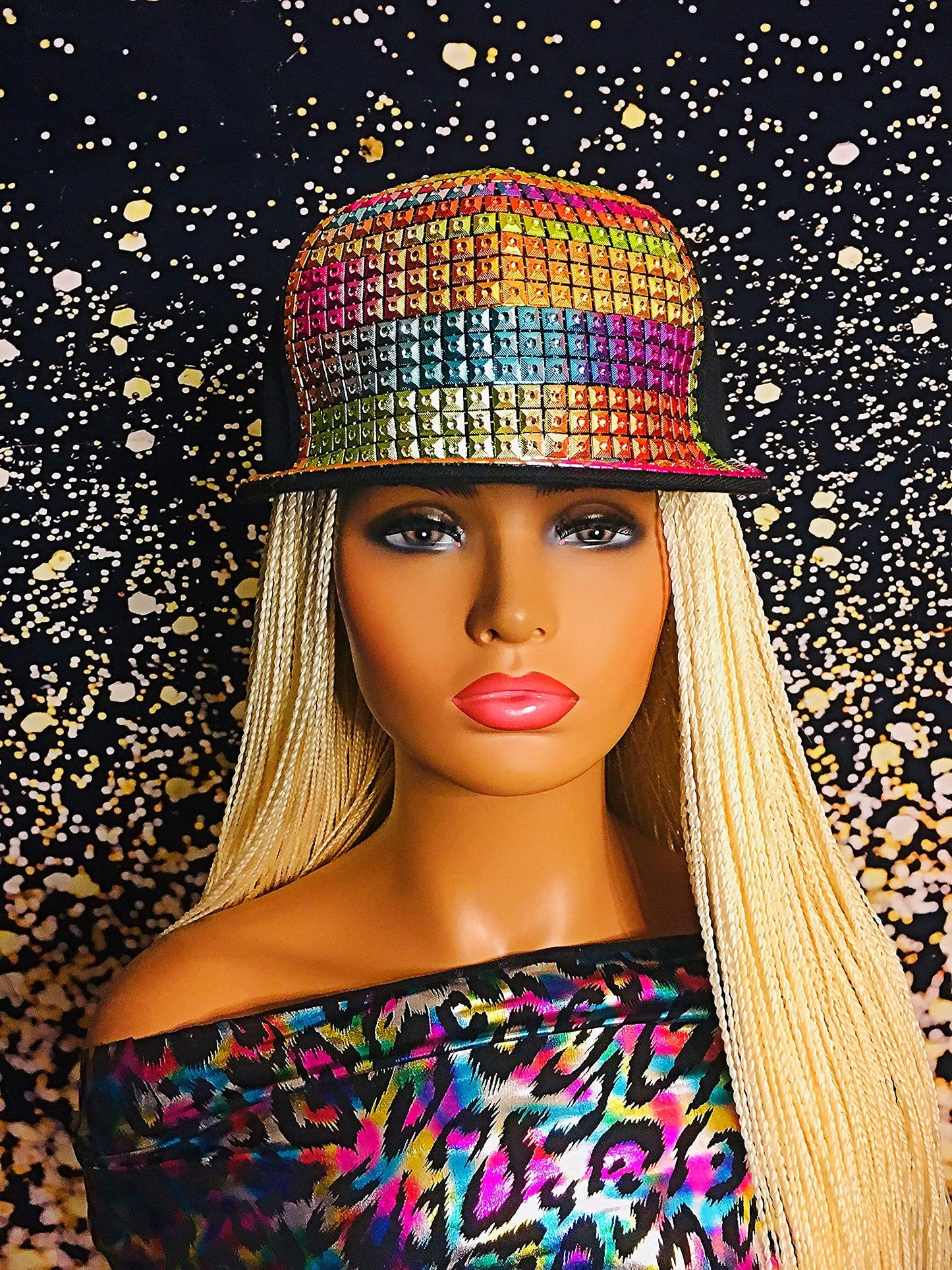 2Chique Boutique Women's Multicolor Sequins Hat with Adjustable Closure