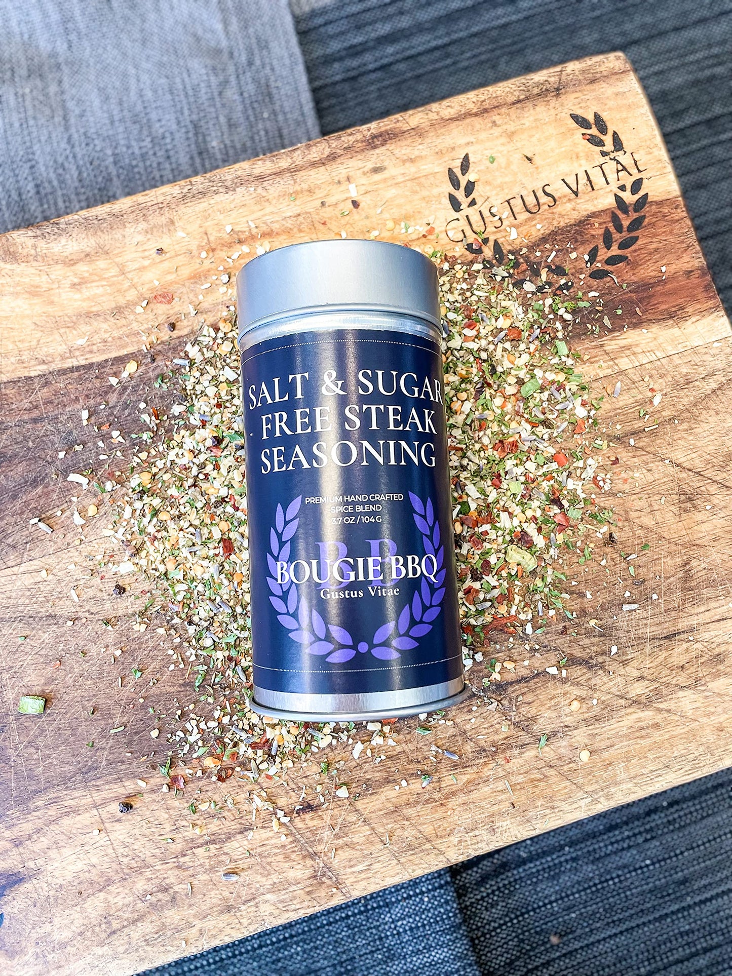 Salt & Sugar Free Steak Seasoning | Gourmet Seasoning, Artisanal Spice Blend | All Natural, Non GMO | Hand Crafted in Small Batches in USA | No MSG or Artificial Ingredients | GLP-1 Friendly | Sustainably Sourced, Ultra Premium Seasoning | Bougie BBQ | Gu