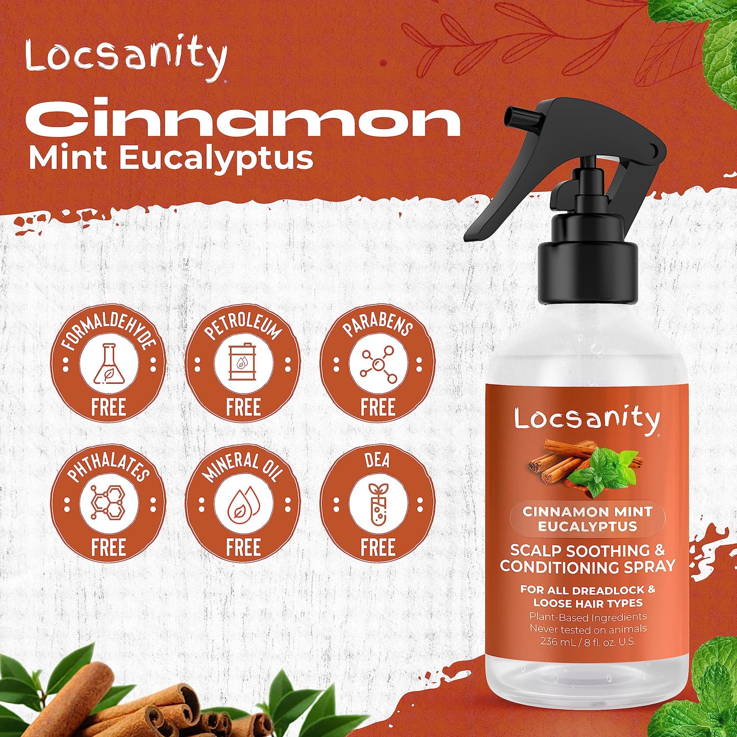 Locsanity Cinnamon Mint Eucalyptus Scalp Soothing & Conditioning Spray