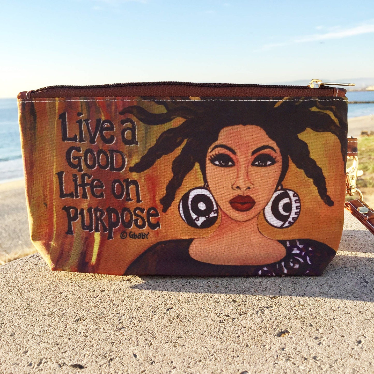 Shades of Color Cosmetic Pouch, Live a Good Life on Purpose, 9 x 5 inches (CP105)