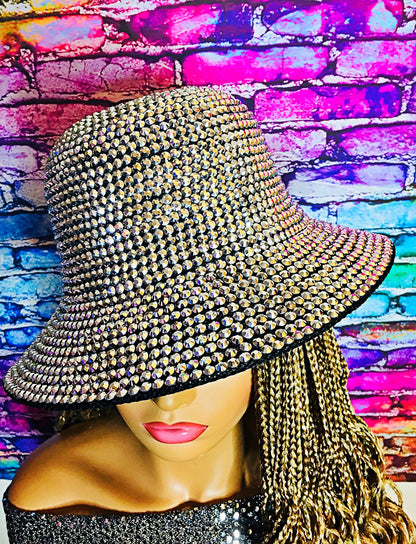 2Chique Boutique Women's Rhinestone Embellished Bucket Hat Silver