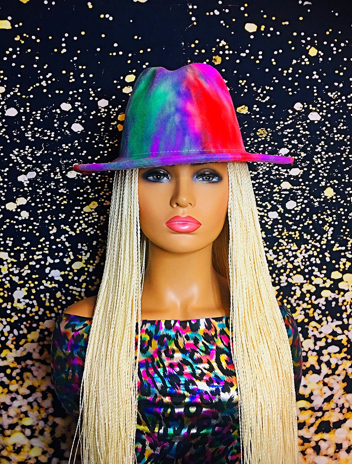 2Chique Boutique Women's Multicolor Tie Dye Retro Panama Style Fedora