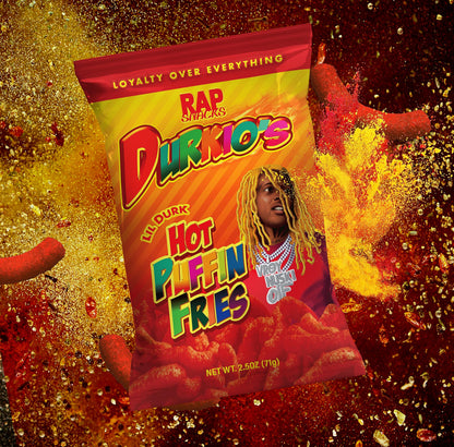 Rap Snacks Lil Durk Durkio's Hot Puffin Fries 2.5 Oz Bags - Pack of 6