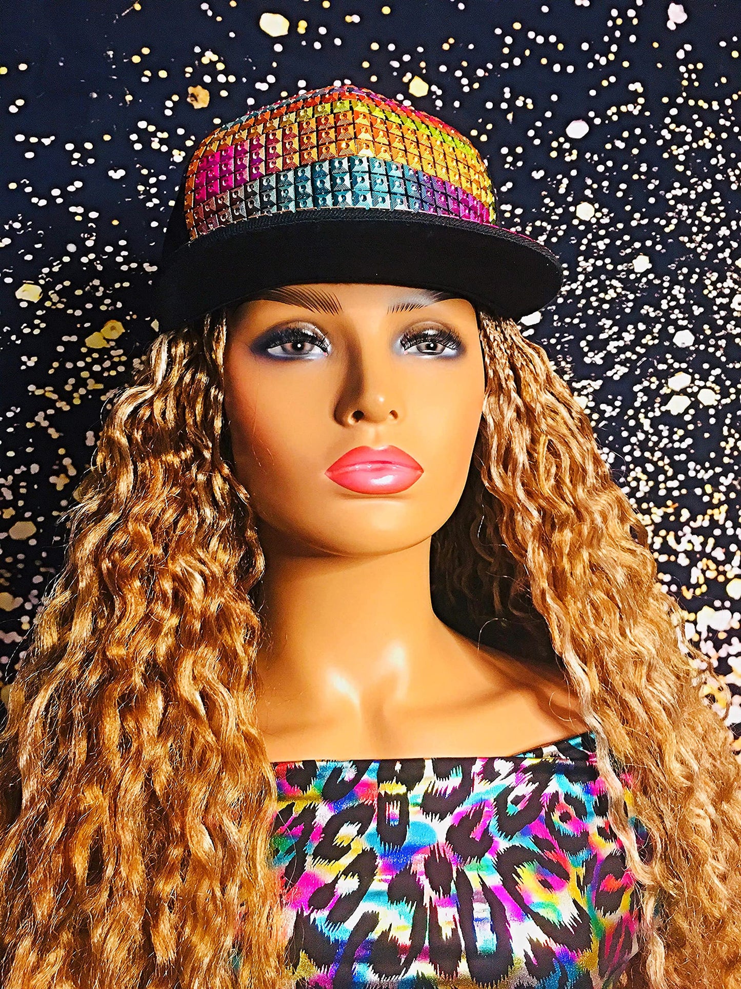 2Chique Boutique Women's Multicolor Sequins Hat with Adjustable Closure