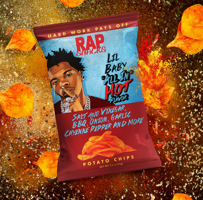 Rap Snacks Lil Baby, Cheddar and Sour Cream, All In and All In Hot Variety-Pack of 6