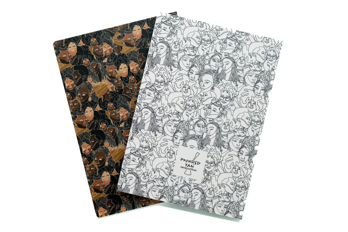 Black Women Line Art A5 Notebook Set