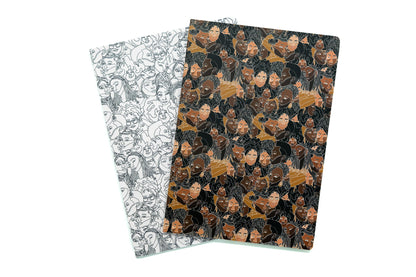 Black Women Line Art A5 Notebook Set