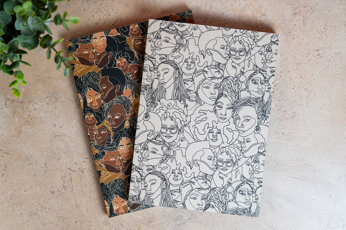 Black Women Line Art A5 Notebook Set