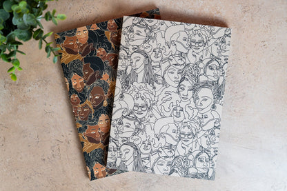 Black Women Line Art A5 Notebook Set