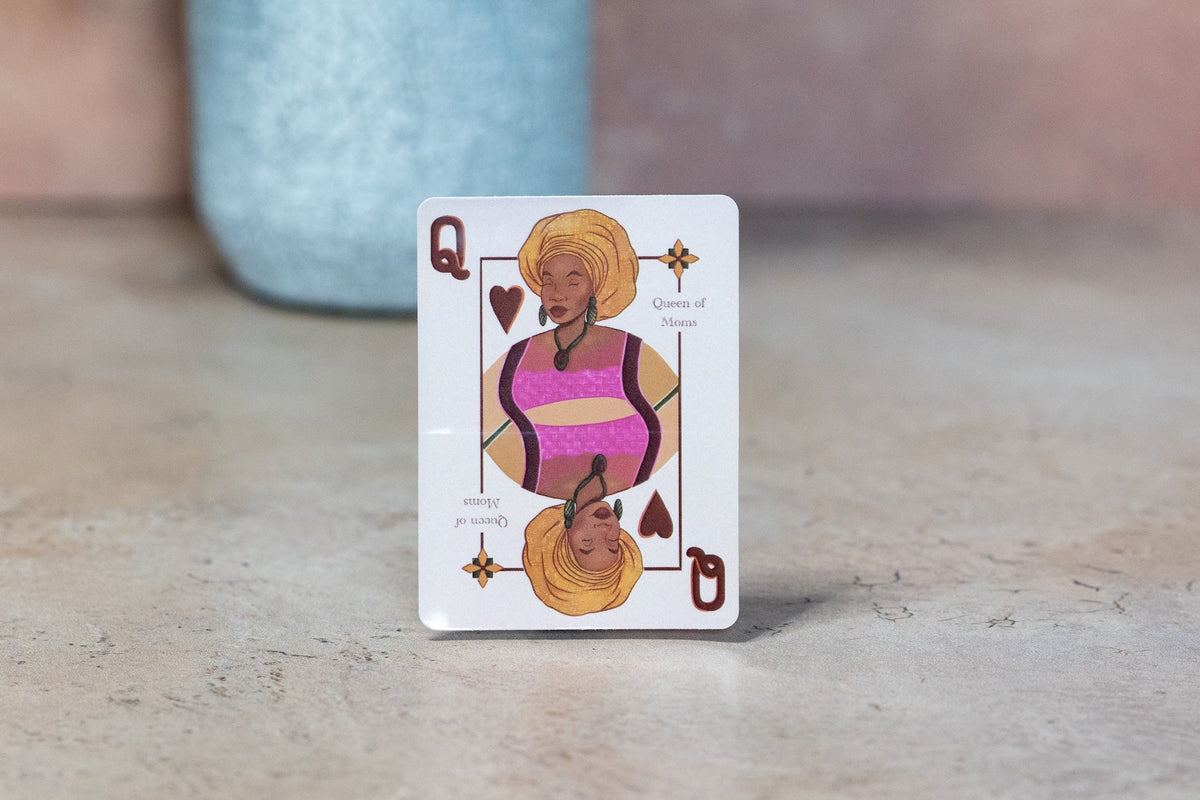 Queen of Moms Playing Card Sticker