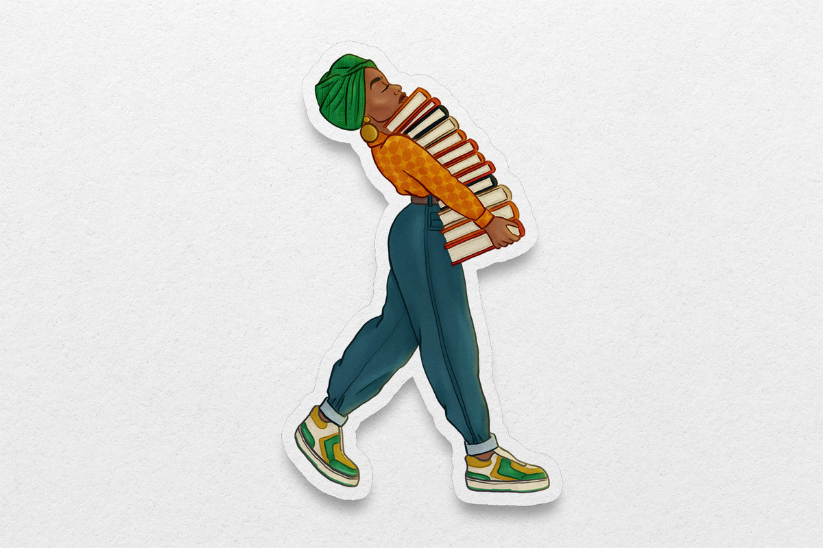 Black Girl Book Stacks Sticker