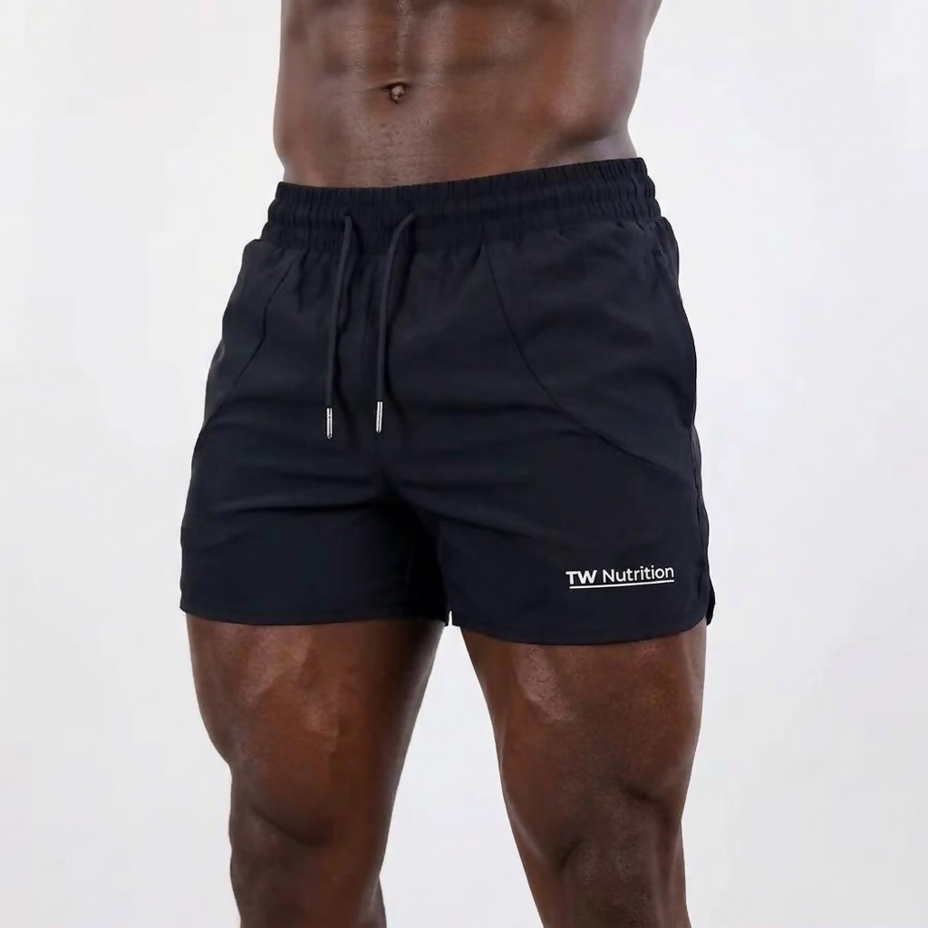 TW Nutrition Black Flex Fit Men's Gym Shorts Large