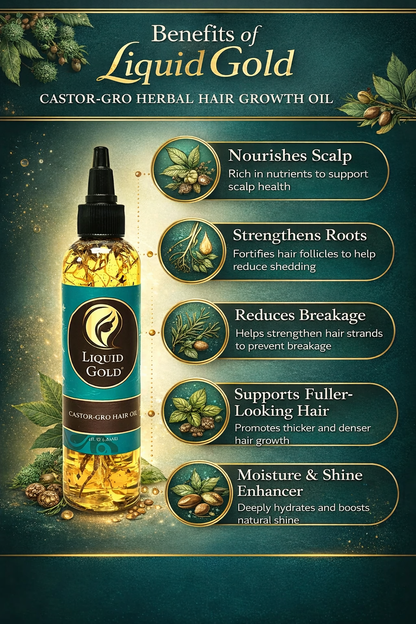 Herbal Hair Growth Oil for Thicker Longer Hair 4oz - Castor Gro