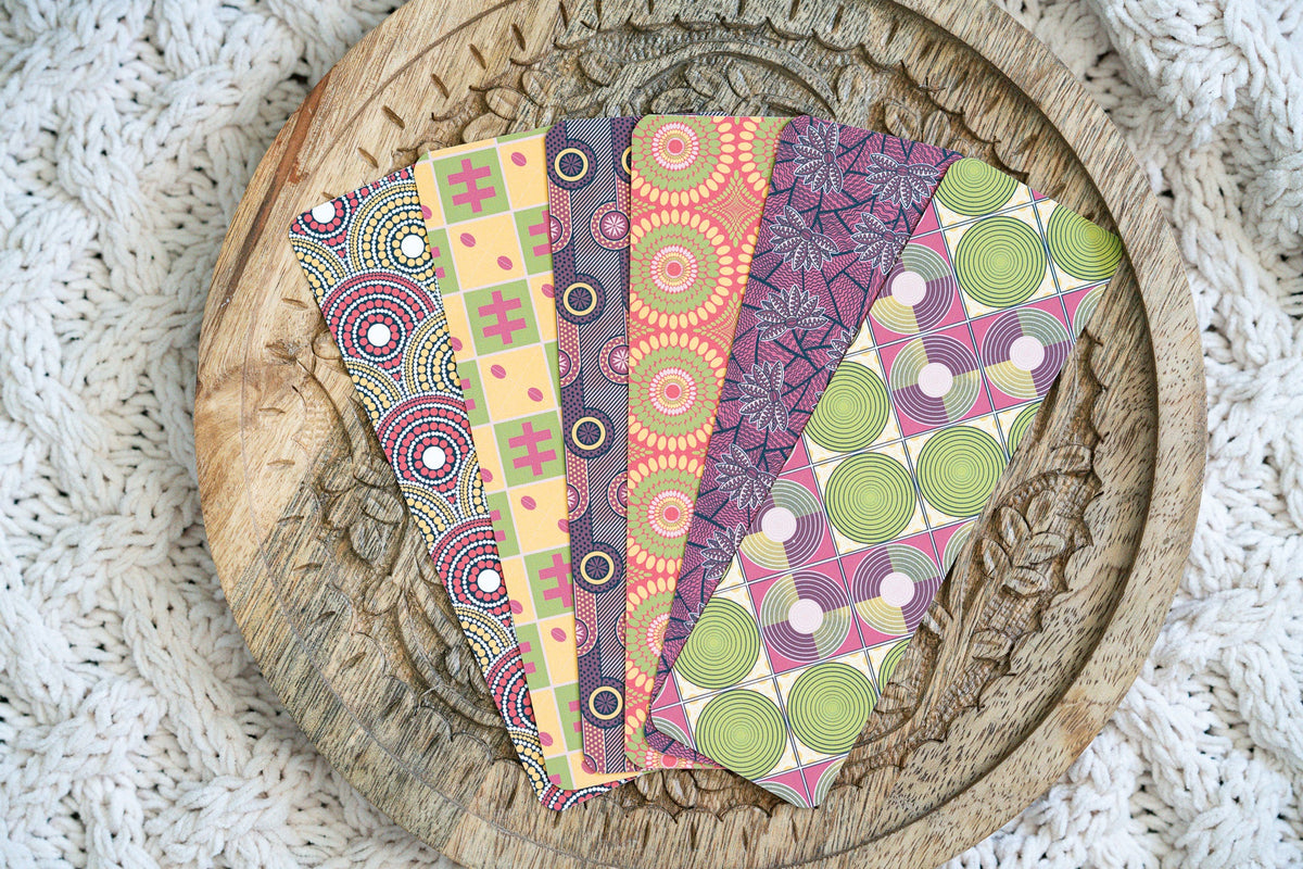 African Print Ankara Bookmarks - Red Blossom