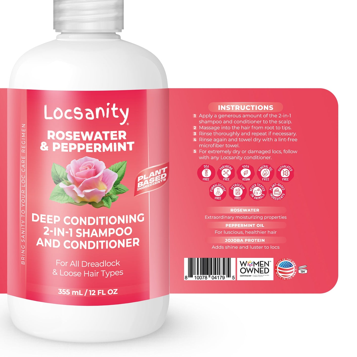 Rosewater and Peppermint Moisturizing, Conditioning and Nourishing Shampoo