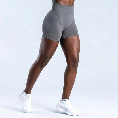 TW Nutrition Women's Push Up High Waist Yoga Shorts Ruched Sports Casual Shorts Gray Large (L)