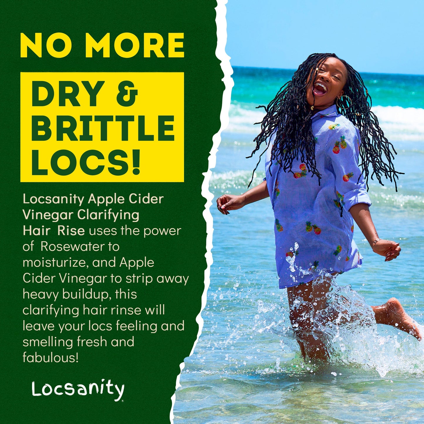 Locsanity Rosewater Peppermint Apple Cider Vinegar Clarifying Hair Rinse Detox 8oz