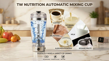 TW Nutrition Electric Protein Shaker Bottle 16oz 450ml USB Rechargeable Mixer